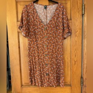 Wild Fable Rust Floral Fall Mini Dress